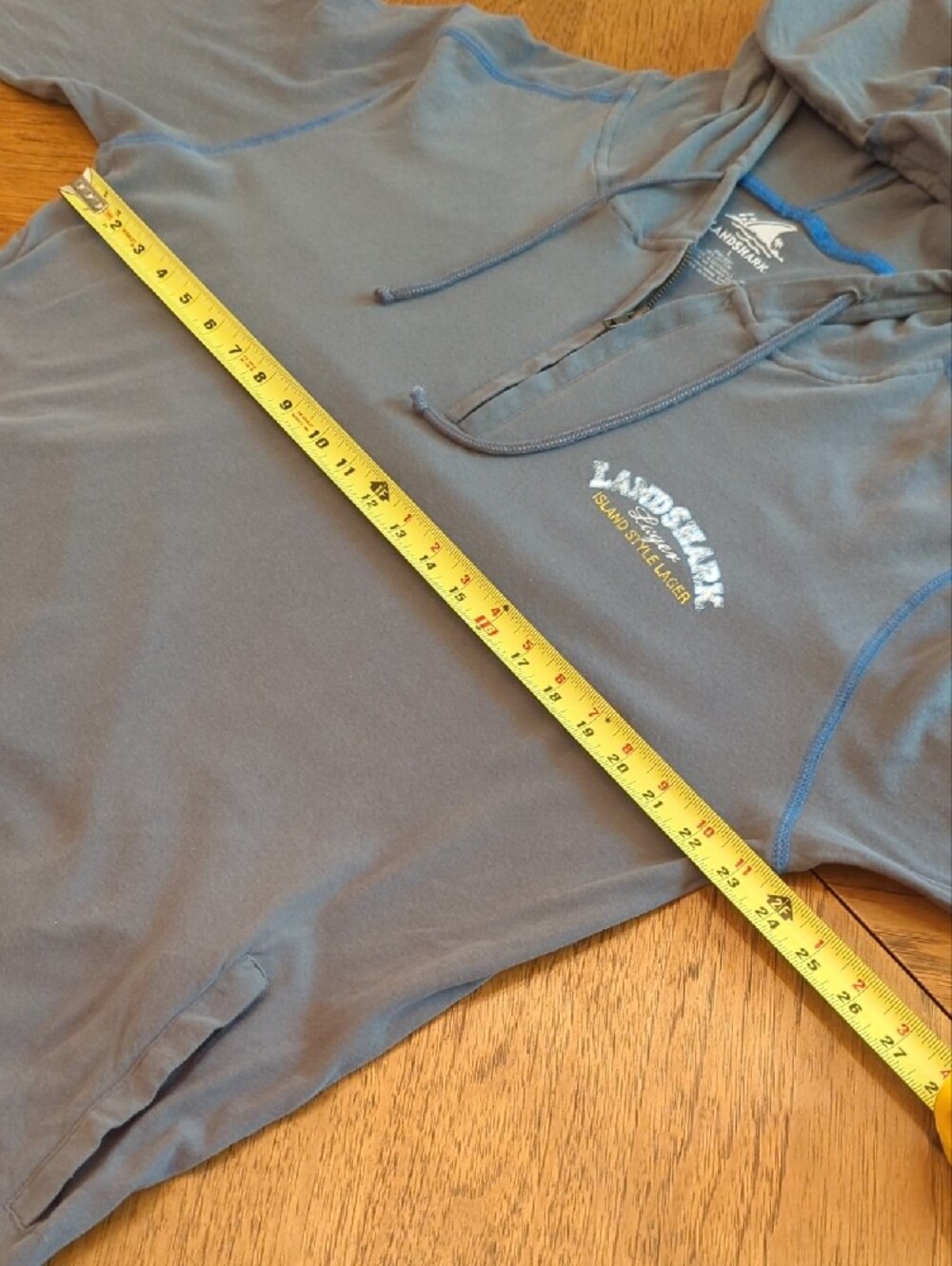 Landshark Lager Gray Half-Zip Hoodie Sweatshirt Lightweight Beachy Summer - Picture 5 of 6